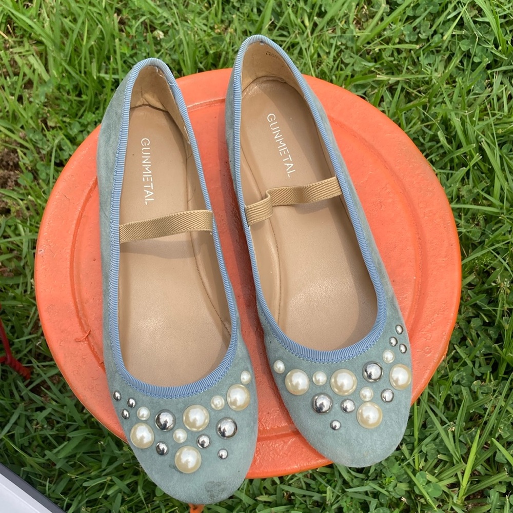Gun Metal brand Blue Embellished Women's Flats